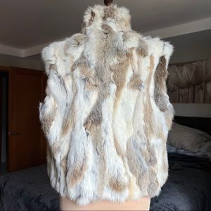 ADRIENNE LANDAU 100% Rabbit Fur Vest In Natural Brown L like new